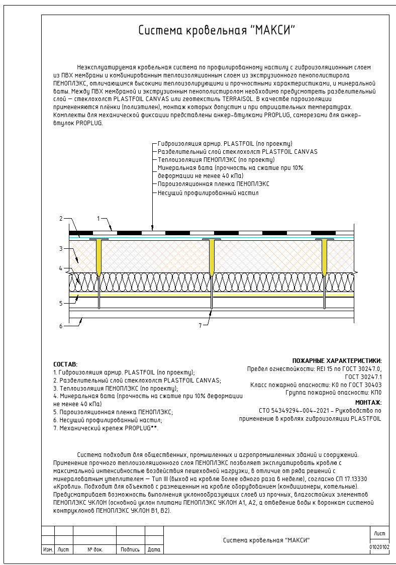 Альбом 2D узлов для кровельной системы МАКСИ